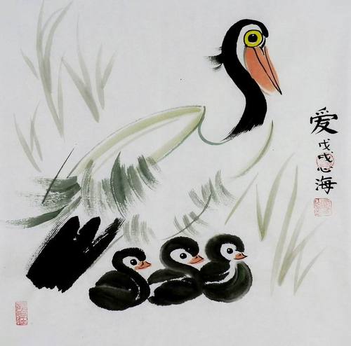 手绘客厅卧室字画装饰画yh032702心海居士三尺斗方国画动物画鸭子