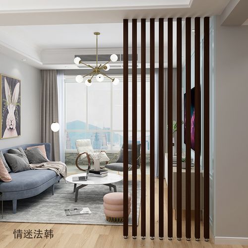 北欧装饰客厅屏风欧式实木格栅隔断木条现代中式简约时尚入户玄.