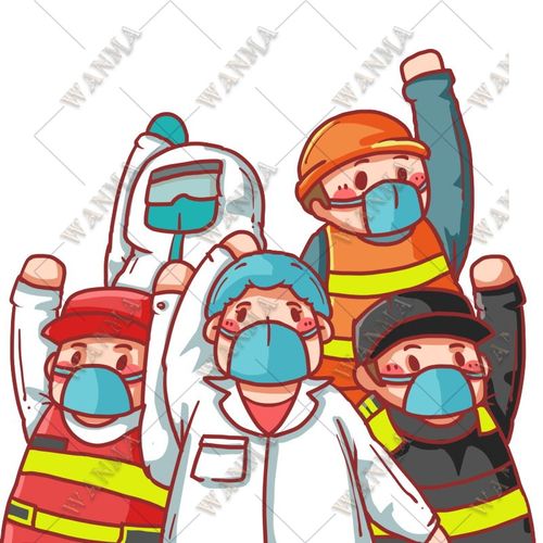 防疫人员志愿者抗疫致敬逆行者保安工人社区大白插图psd设计素材