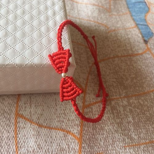手工编织蝴蝶结本命年红绳手链925纯银转运珠创意饰品送闺蜜礼物【12