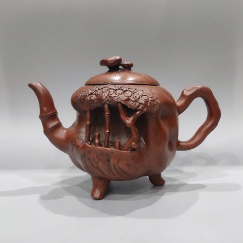 台湾回流清代老紫砂壶时大彬纯手工制作原矿老红砂茂林修行壶收藏