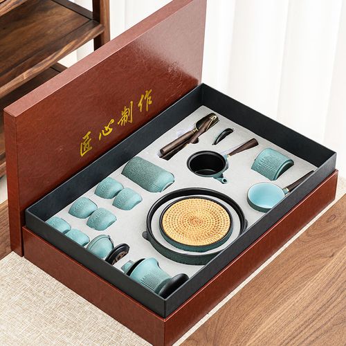 青石高档茶具礼盒套装家用整套客厅简约泡茶神器盖碗茶杯茶壶陶瓷