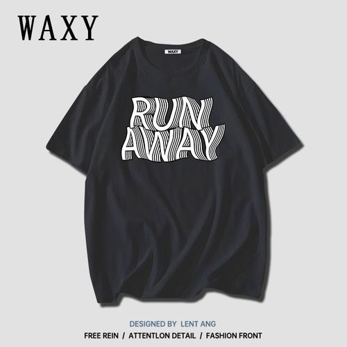 waxy纯棉短袖t恤女学生潮牌美式字母印花2022年新款宽松休闲ins潮