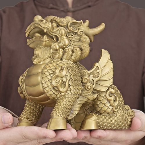 纯铜貔貅麒麟摆件一对招财工艺品客厅家居办公室装饰乔迁开业送礼