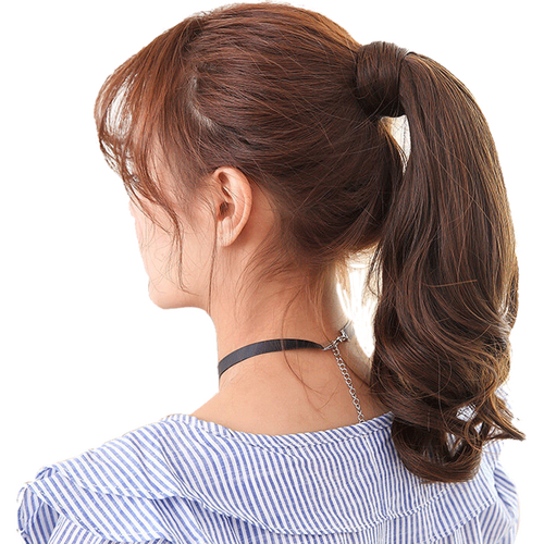 宜心 假发 女马尾辫 全真人发马尾 真发魔术贴绑式马尾高马尾  卷发