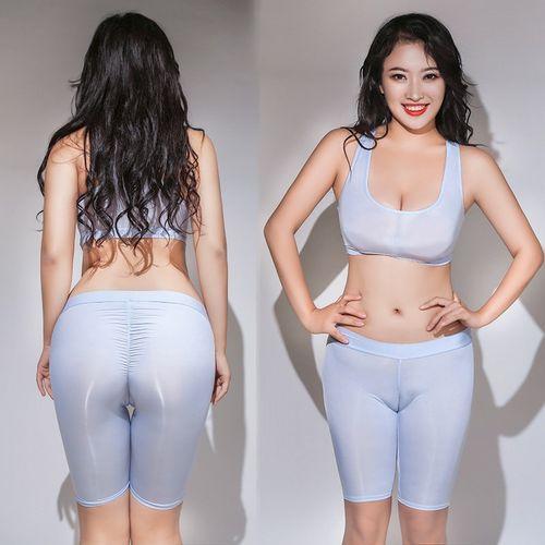 透明鲍鱼裤女蜜桃臀紧身裤套装丝滑显沟瑜伽裤鲍鱼线健美裤液体裤