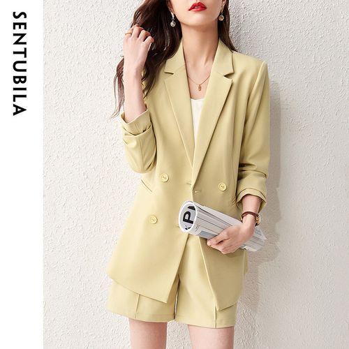 尚都比拉 高档纯色西装外套休闲通勤西装短裤套装女2022春季新款