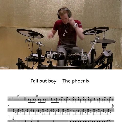 架子鼓翻奏fall out boy - the phoenix架子鼓鼓谱送消音无鼓伴奏