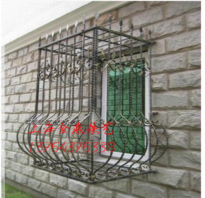 上海铁艺防盗窗飘窗防护栏阳台防盗窗欧式高档别墅防盗窗窗户护栏