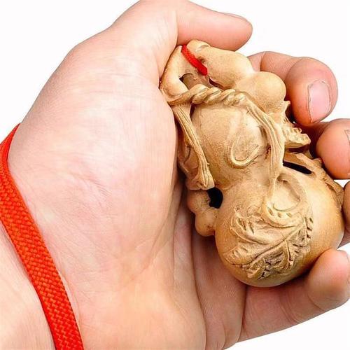 桃木雕刻子孙葫芦手把件把玩手把件桃木葫芦手把件桃木工艺品挂件