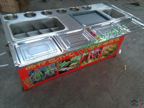 油炸土豆水果串串香铁板鱿鱼豆腐关东煮麻辣烫多功能小吃车不锈钢