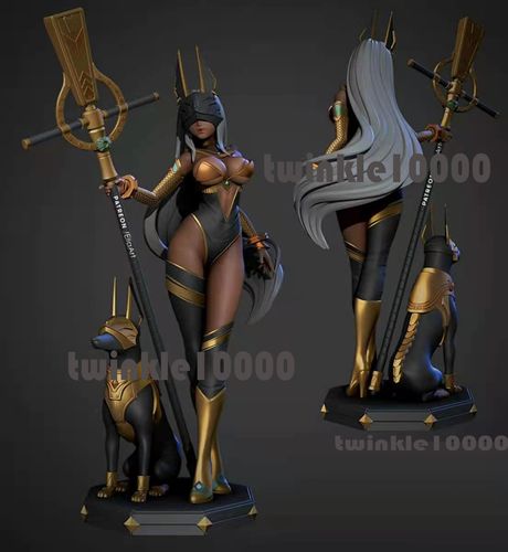 娘化版死神阿努比斯双形态美女手办stl