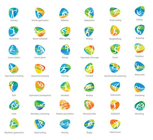 运动项目图标ai矢量素材 多款简约运动元素人物小图标 设计素材