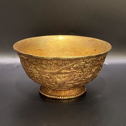 大唐贞观年·唐代鎏金双龙碗 古代 古玩 收藏品 金器 艺术品