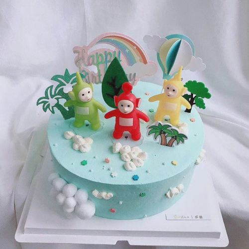 生日蛋糕装饰天线宝宝搪胶公仔玩偶蛋糕摆件 天线宝宝蛋糕摆件