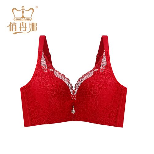 俏丹娜本命年内衣女大红色无痕感美背聚拢胸罩无钢圈文胸q2746-1