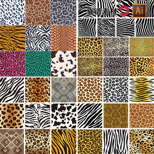 动物皮纹虎纹豹纹图案纹理墙纸时装服装印花图案ai矢量设计素材