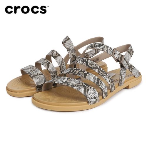 crocs卡骆驰官网女鞋2022新款运动鞋露趾蛇纹透气凉鞋平底沙滩鞋