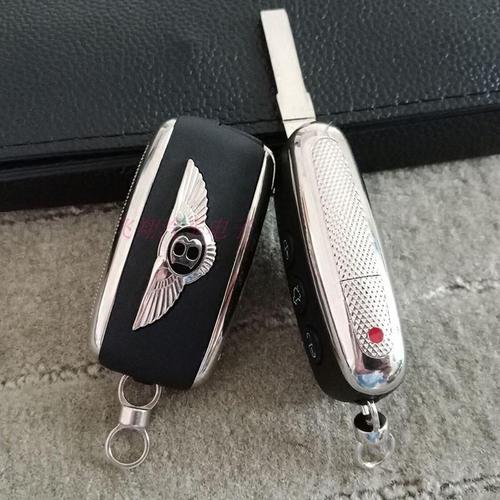 宾利原装汽车钥匙外壳替换飞驰欧陆慕尚原车3键折叠遥控收藏装逼