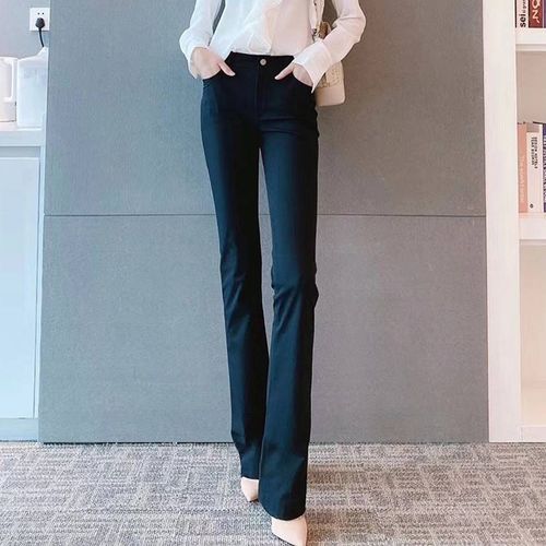 年阿玛施新特2021新款秋季裤子女高腰微喇裤休闲长裤