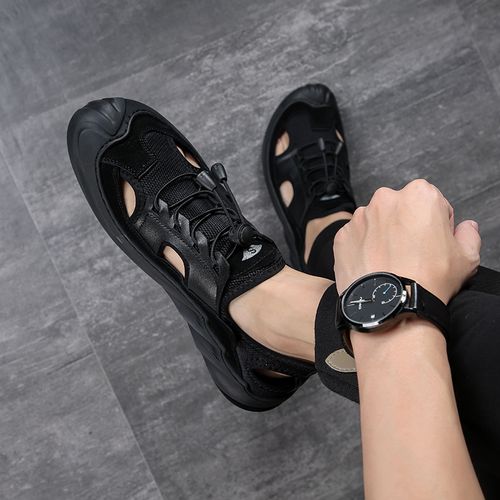 凉鞋男2021夏季新款男士高级皮凉鞋男真皮软底越南包头罗马开车鞋