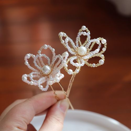 汉服发饰头饰清新花朵发簪小发钗原创古风配饰宋明制风珍珠花簪子