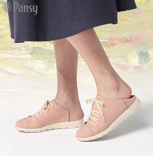 pansy日本鞋子女新款休闲运动软底轻便舒适妈妈鞋踩跟单鞋春夏款