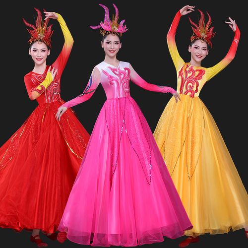 现代大气开场舞大摆裙演出服女我和我的祖国大型舞蹈服装舞台长裙