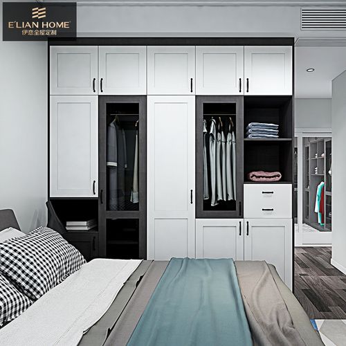 伊恋全屋平开门吸塑衣柜整体定做衣帽间衣橱玄关家具设计
