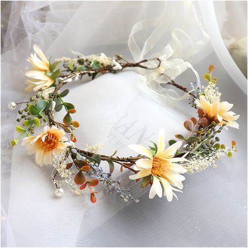 花环头饰成人森系甜美菊花花环海边度假影楼拍照写真伴娘造型新娘结婚