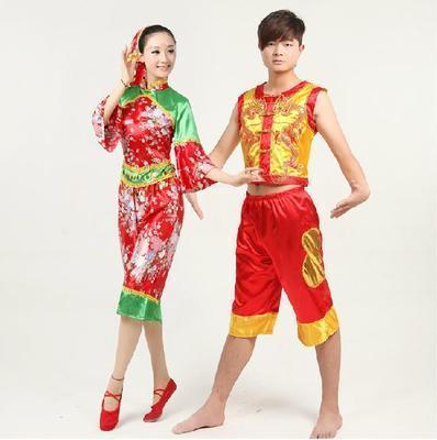 民族服装秧歌服舞蹈服广场服扇子服东北二人转演出服装舞台表演服