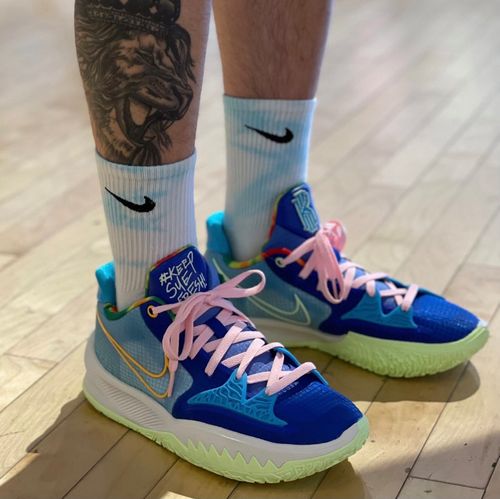 适配kyrie low4 ep欧文4蓝色渐变银河星空鞋带反光腰果花扎染鞋绳