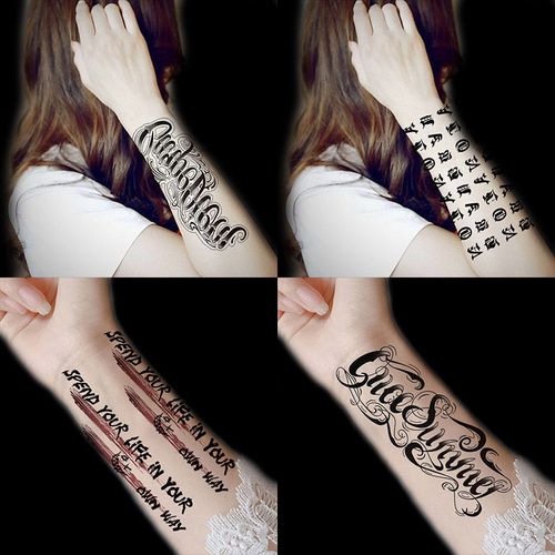 卡奇诺花体英文字母纹身贴防水持久半臂男女社会人必备网红爆款