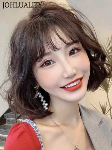 假发真发全真人发短发卷发发型女自然减龄时尚全头套式女士假发