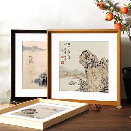 正方形国画相框装裱十字绣边框自装实木挂墙画框架定制33厘米38cm