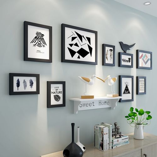 照片墙装饰创意个性相框挂墙组约创意打孔相片背景墙