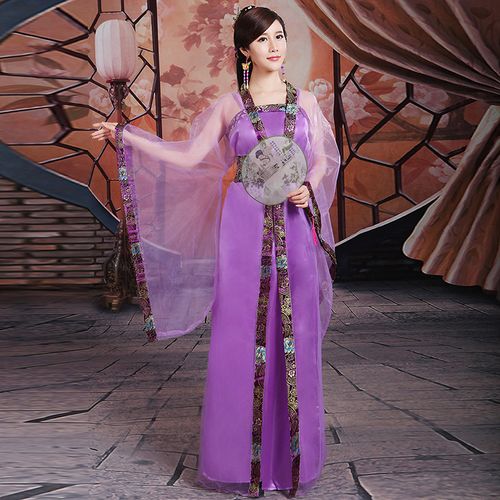 汉服女古装服装仙演出服古代公主贵妃襦裙舞蹈性感影楼写真衣服 紫色