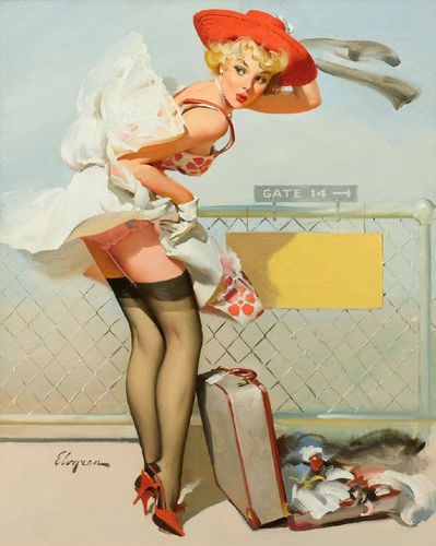 pin up复古欧美招贴画女郎gil elvgren黄金时代人物广告插画素材
