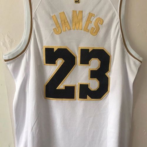 詹姆斯球衣 湖人白金版23号 白色刺绣球衣男女蓝球服