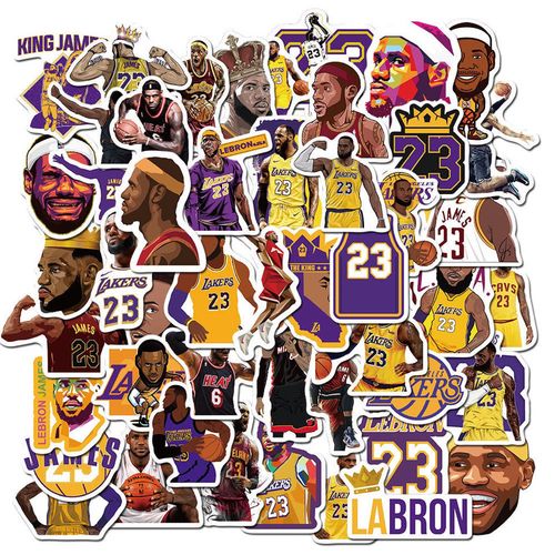50张湖人篮球明星勒布朗詹姆斯热火骑士行李箱涂鸦贴纸防水贴画