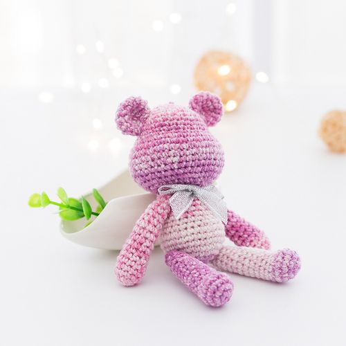 幻彩暴力熊毛线玩偶材料包手工diy钩针编织 段染彩虹线送视频教程