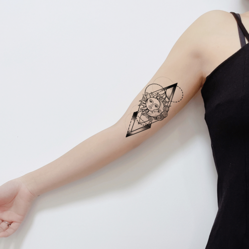 几何日月纹身贴 个性持久可爱小清新彩绘性感原创贴纸