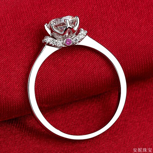 来图定制真爱钻戒戒指女i纯银镀18k白金饰品订婚公主