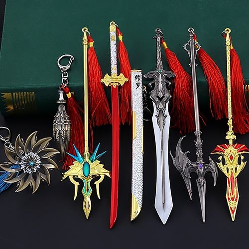 斗罗的大陆尘心七杀剑超大号唐三修罗血剑昊天锤合金属手办武器