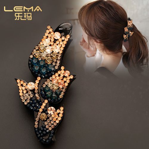 大号香蕉夹竖夹马尾发夹发量多2021新款韩国水钻高档