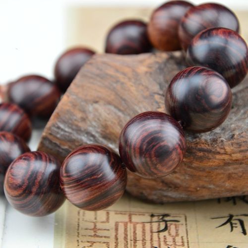 沃韵 老料紫檀柳手串紫檀木料男士男款佛珠手串手链木珠手串 15mm