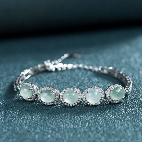 【元旦礼物】牧思 牧思 高档s925银镶嵌天然缅甸 翡翠冰种玉石手链