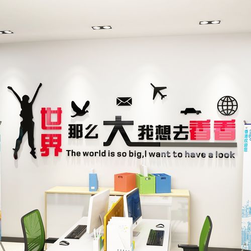 旅行社办公室公司亚克力3d立体墙贴墙面装饰贴纸背景墙世界那么大