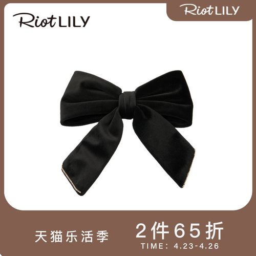 riotlily/艾特里里黑色蝴蝶结水钻发夹