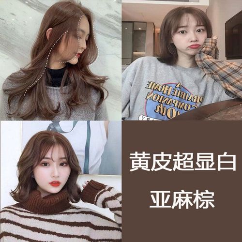 臻羞2020年流行潮色雾灰色染头发颜色冷茶色黑茶色女生染发剂植物